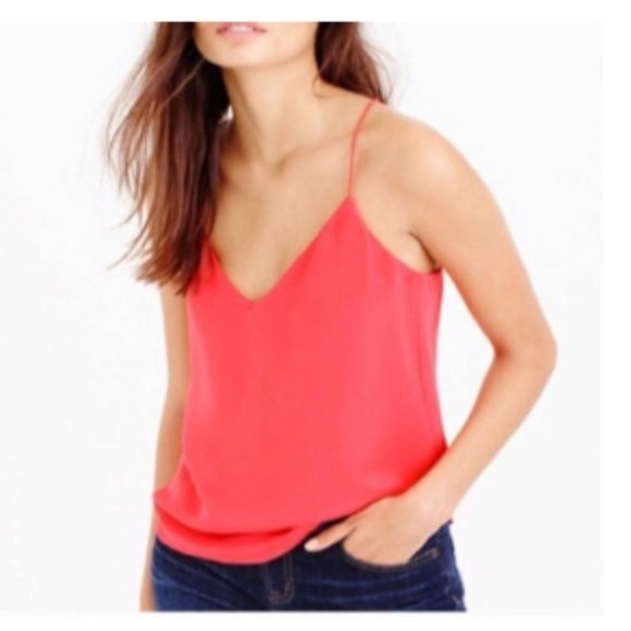 J. Crew Silk Neon Pink Racerback Top 0 - Picture 1 of 7